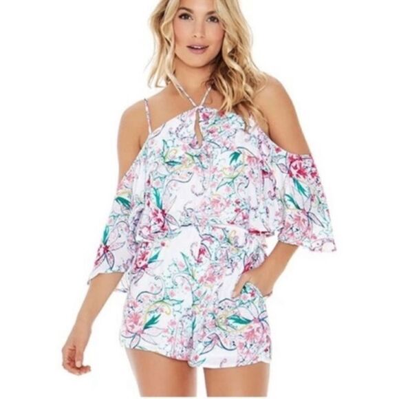 L*space Seaside Floral Romper Cold Shoulder C20 - Picture 2 of 8
